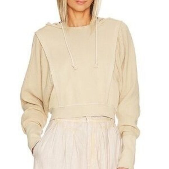 Free People Intimately Endless Summer Knit Hoodie Pullover Cropped Beige Size M - Picture 1 of 7